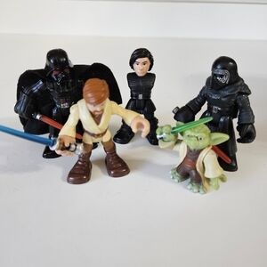 Playskool Star Wars Galactic Heroes Lot of 5 Figures Yoda Kylo Ren Vader Obi-Wan
